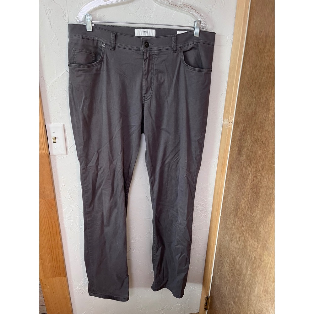 Brax Feel Good Cooper Fancy Regular Fit Grey Pants Mens 38x34